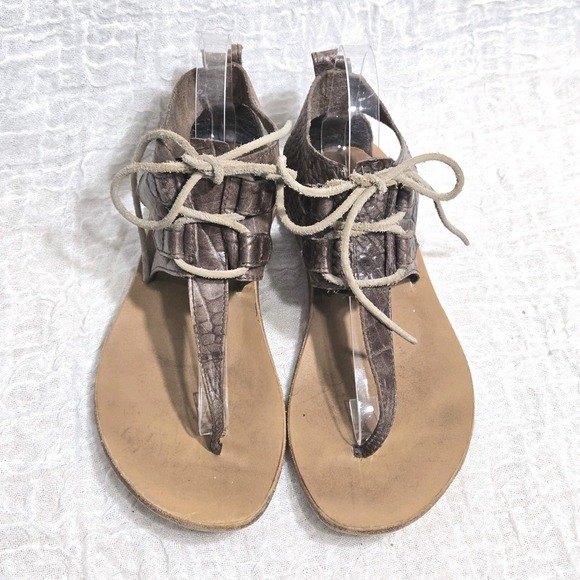 Sorel Women's Brown Lace Up Thong Sandals Sz 8 Flip Flop Alligator Travel Boho - Picture 4 of 10